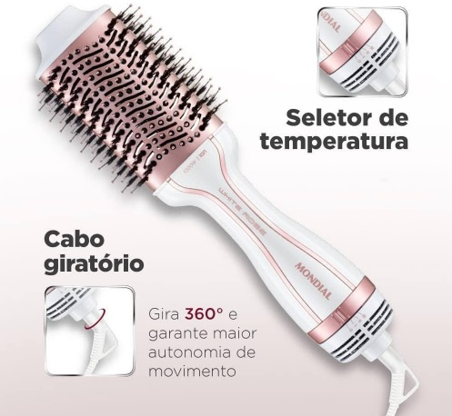 Escova Secadora, Mondial, Branco/Rose Gold, 1300W, Bivolt – ES-50