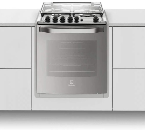 Fogão de embutir 56EXT silver com grill elétrico e timer