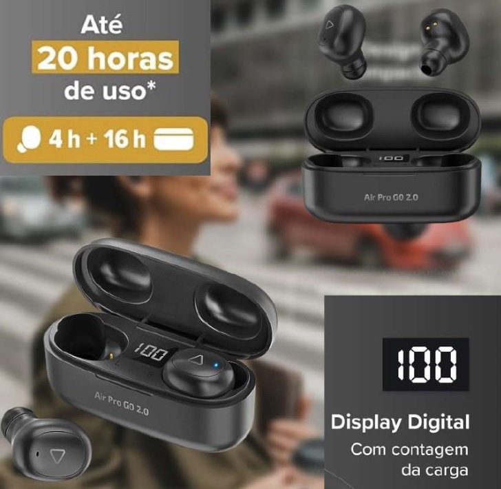 Fone de Ouvido Bluetooth Sem Fio TWS Air Pro GO 2.0 i2GO com Estojo de Carregamento – i2GO PRO