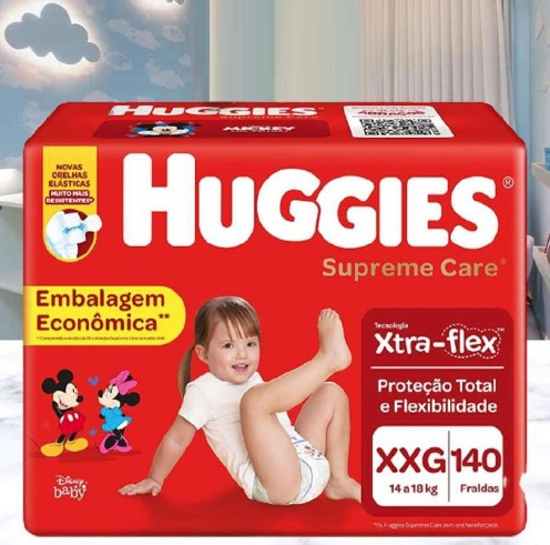 HUGGIES Fralda Supreme Care XG – 140 fraldas, Cor: Vermelho