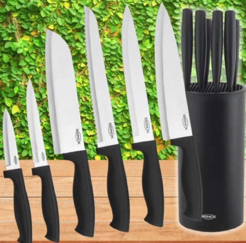 Jogo de Facas Brinox Inox com Cepo 2558/400 – 7 Peças