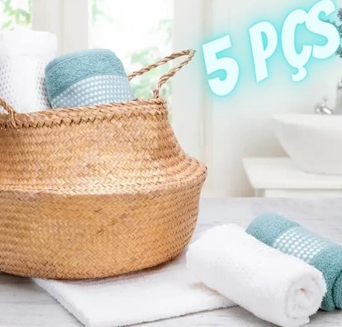 Jogo de Toalhas Felpuda Tecelagem Atlântica Eireli – Luna Mar Mediterrâneo e Off White 5 Peças