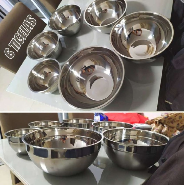 KIT 6 Tigelas Bowl Aço Inox Funda Multiuso Medidora