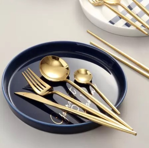 Kit 24 Peças de Talheres Conjunto Dourado Aço Inoxidável Jogo de Talheres Cozinha Jantar Bar Buffet – Concept