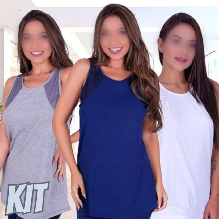 Kit 3 Regata Blusa Feminina Fitness Camiseta Academia