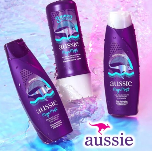 Kit Aussie Mega Moist Super Hidratação Shampoo 360ml e Condicionador 360ml e 3 Minutos Milagrosos 236ml