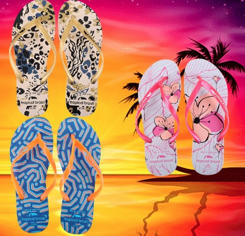 Kit Chinelo Tropical Brasil Slim Estampado Feminino