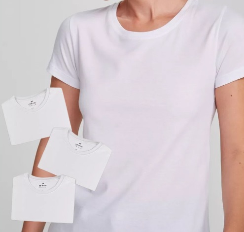 Kit Com 3 Camisetas Femininas Básicas
