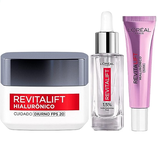 Kit L’Oréal Paris Revitalift Hialurônico: Sérum+ Diurno + Olhos