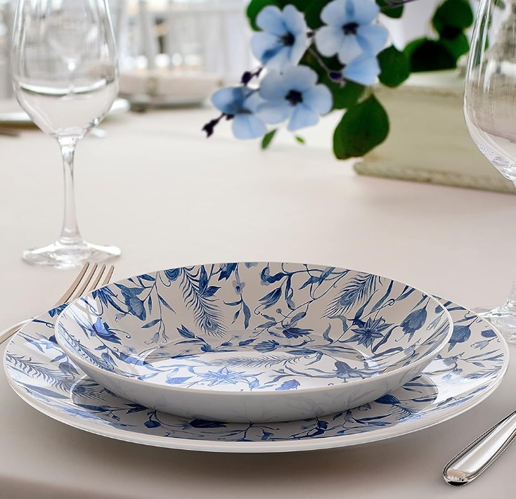 Kit Prato Raso Tramontina Floral em Porcelana Decorada 25 cm 06 Peças