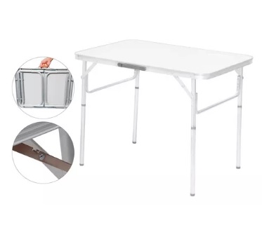 Mesa Dobravel Portatil Vira Maleta Camping Praia 90×60 Cor Branco