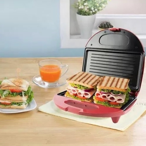 Mini Grill E Sanduicheira Inox 750w Vermelho Philco 127v