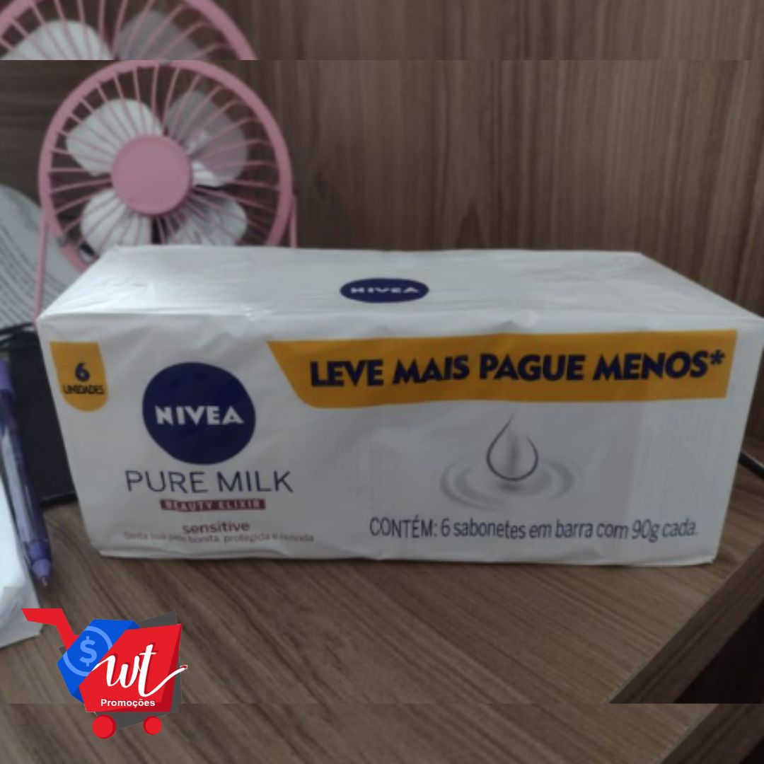 NIVEA Sabonete em Barra Pure Milk Sensitive Promo 6 un. 90g