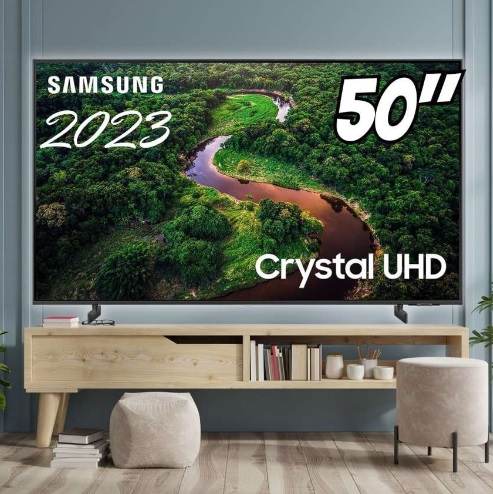 Smart TV 50 Crystal UHD 4K 50CU8000 Design Air Slim 2023 Cor Cinza Titan Samsung 110V/220V