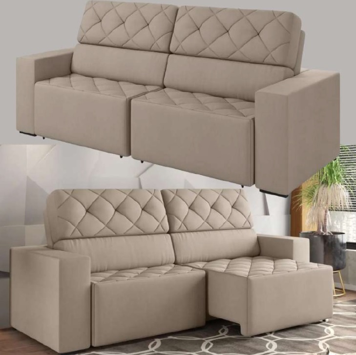 Sofá Retrátil Reclinável 4 Lugares Suede Veludo – Jacarta BestHouse