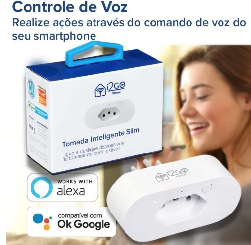 Tomada Inteligente Smart Plug Slim Wi-Fi 10A i2GO