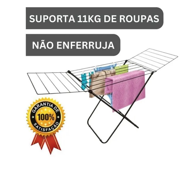 Varal De Chão Com Abas Nápoles Aço Pratico E Econômico 11kg – Secalux