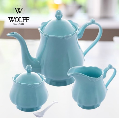 Wolff Fancy Conjunto De Açucareiro Leiteira E Chaleira Para Chá, Verde (menta)