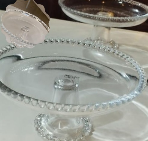WOLFF Pearl Prato de Cristal com Pé, Transparente, 20 x 9 cm