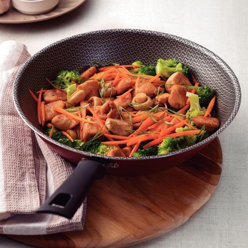 Panela Wok Tramontina Loreto com Revestimento Interno e Externo Antiaderente Starflon Max 28 cm – Vermelho