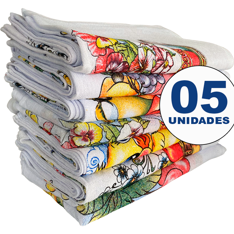 Pano de prato estampado com bainha