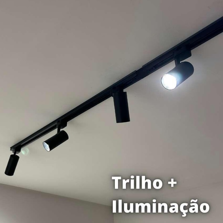 Trilho Eletrificado 1M + 4 Spots 7w 3000k Bivolt
