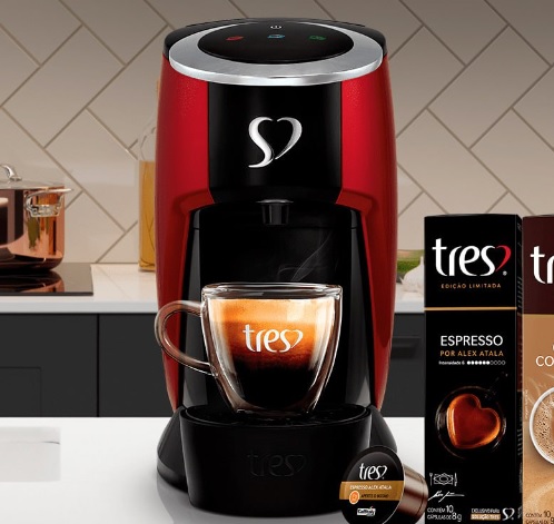 3 Corações Máquina de Espresso TRES Touch Vermelho 60HZ 220V