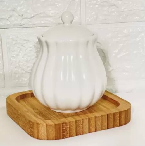 Açucareiro de Porcelana Pélata Branco Matt 10,5cm x 8,5cm – Wolff