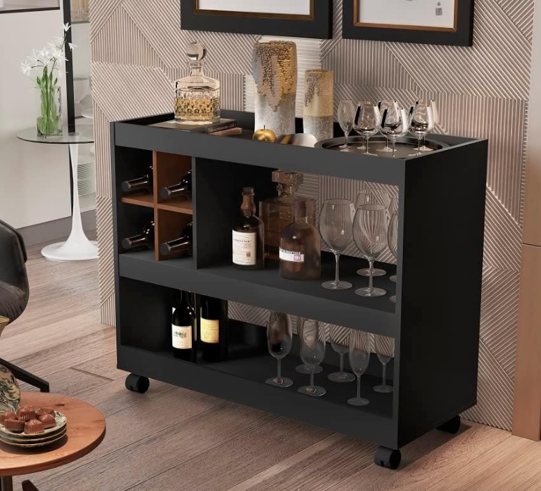 Aparador Cantinho do Café Buffet c/Rodízios – Gourmet – Preto – TuttiCasa