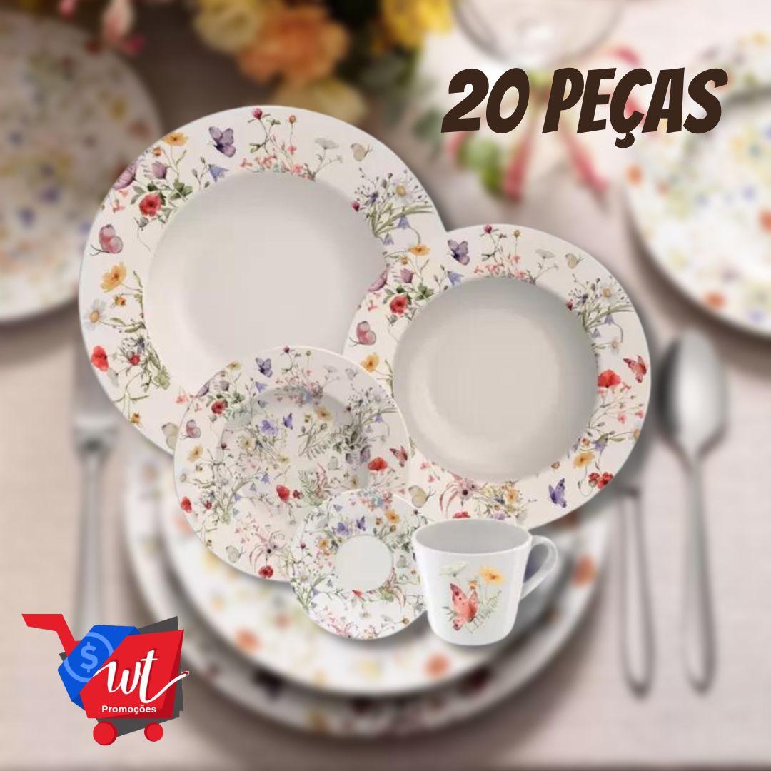 Aparelho de Jantar e Chá 20 Peças Tramontina – Porcelana Branco Redondo Ana Clara