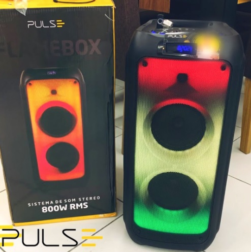 Caixa de Som Pulse FlameBox Double Bluetooth – Portátil 800W USB