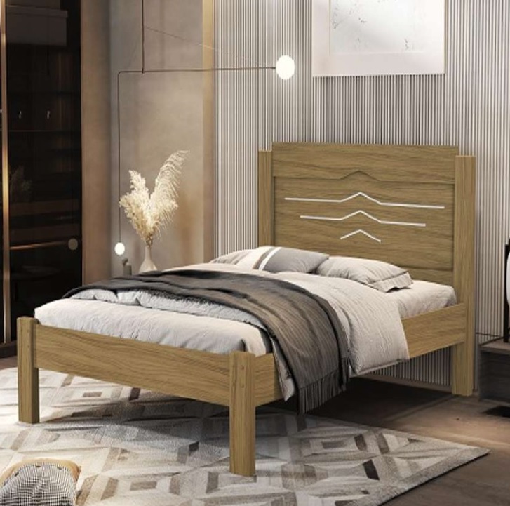 Cama de Casal Iris MDF Freijo Grafite Flex VJ Móveis
