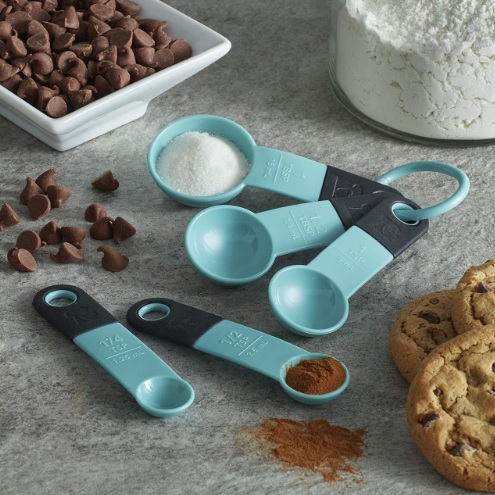 Colheres de medida clássicas KitchenAid, conjunto de 5, Aqua Sky/Black
