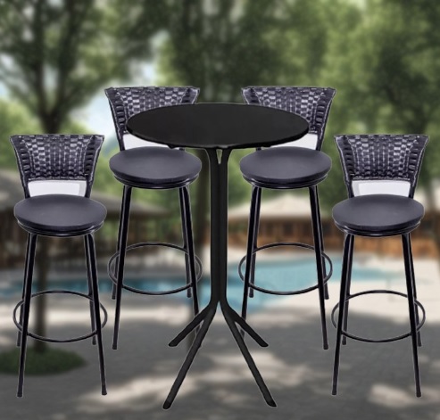 Conjunto Bistrô Com 4 Banquetas Juncada Preto