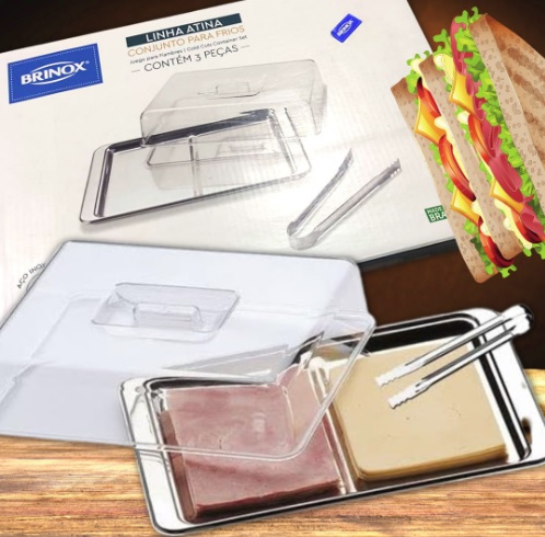 Conjunto Para Frios 3 Pcs Atina Brinox Aço Inox