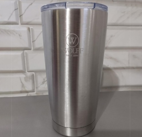 WOLFF Copo Térmico de Aço Inox Parede Dupla Com Tampa 600ml Prata