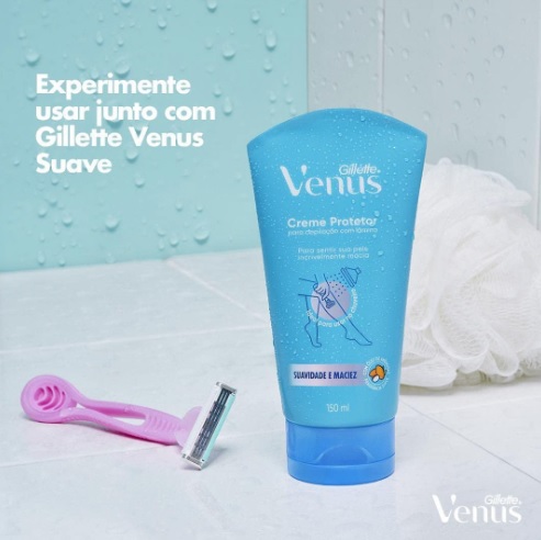 Creme para depilação Gillette Venus Suavidade e Maciez 150mL, Azul