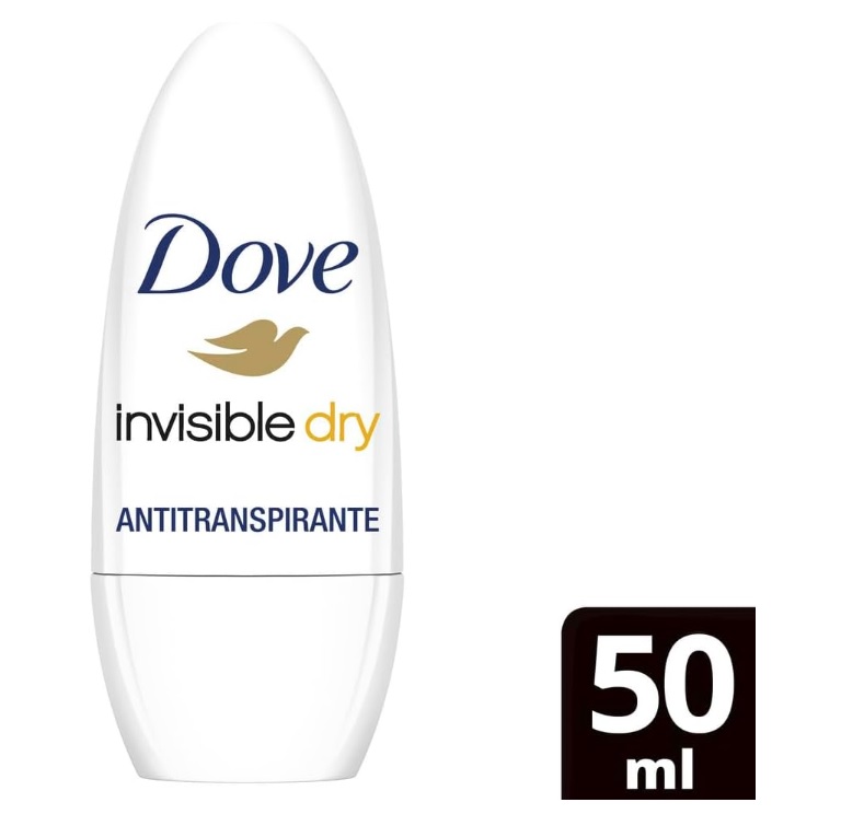 Desodorante Antitranspirante Roll On Dove Invisible Dry 50ml (A embalagem pode variar)