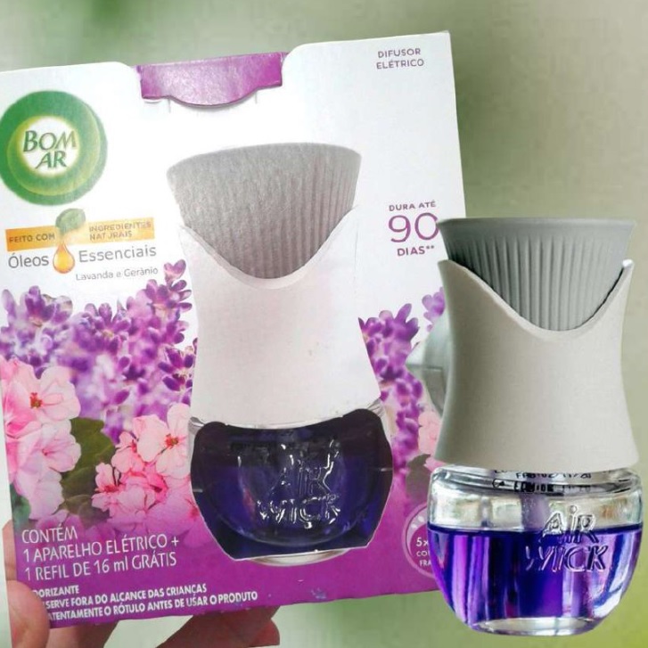 Difusor Elétrico Bom Ar Lavanda e Gerânio Aparelho + Refil 16ml