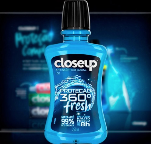 Enxaguante Bucal Antisséptico Ice Closeup Proteção 360° Fresh Frasco 250ml, Close Up