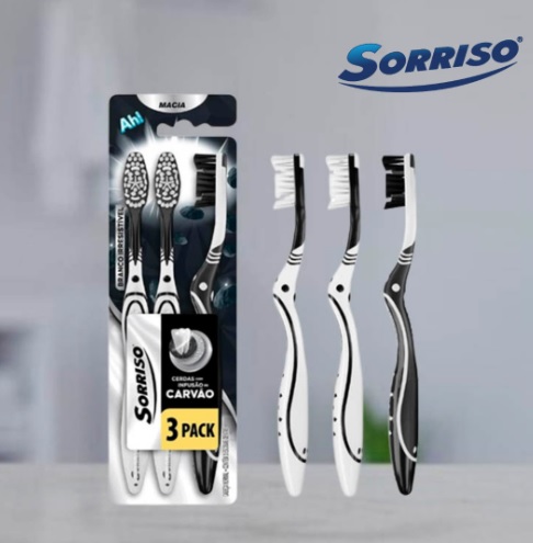 Escova de Dente Sorriso Carvão 3 unid