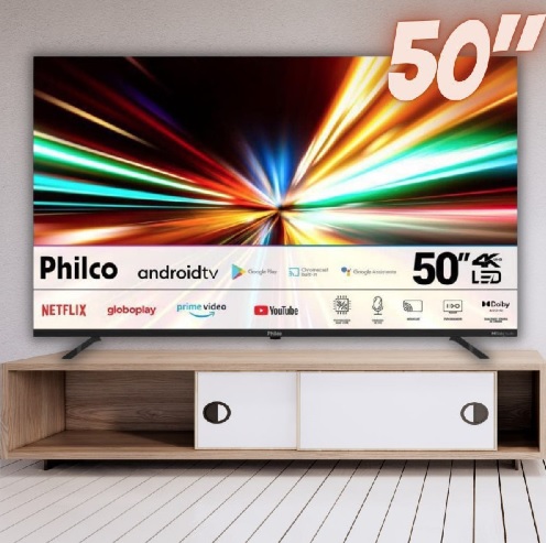 Fast Smart TV LED 50”, 4K, PTV50M8GAGCMBL, Philco, Dolby Audio