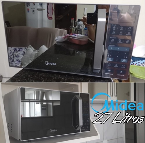 Forno Micro-ondas 27L Prata Espelhado Midea LED 127V MXSA27S1