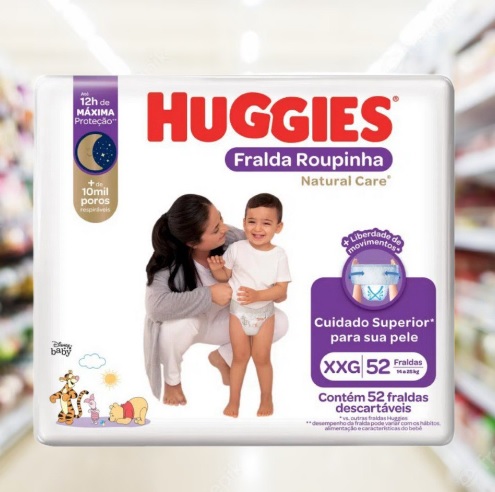 Fralda Huggies NATURAL CARE ROUPINHA XXG 52 unidades