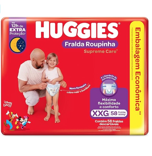 Fralda Huggies Supreme Care Roupinha XXG 58 unidades