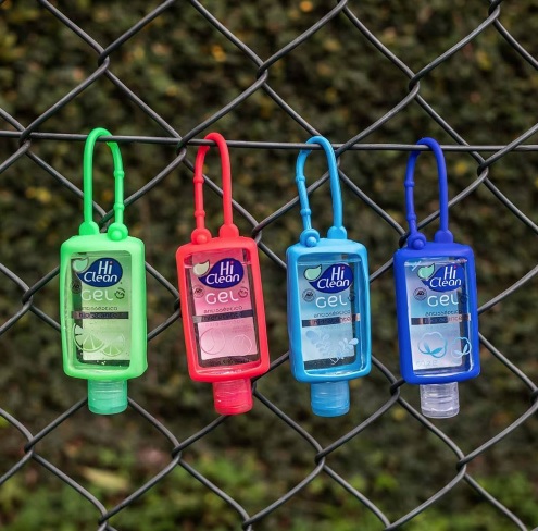 Gel Antisséptico 70% (65,8 Inpm), Extrato de Rosas, Hi Clean, com Holder, Rosa, 60.2 G (70 Ml)