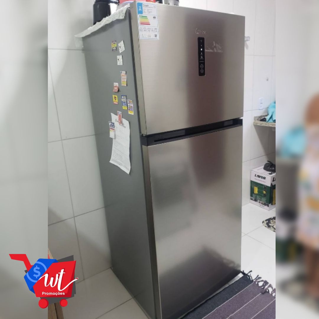 Geladeira Frost Free Duplex 411L Slim cor Inox Midea