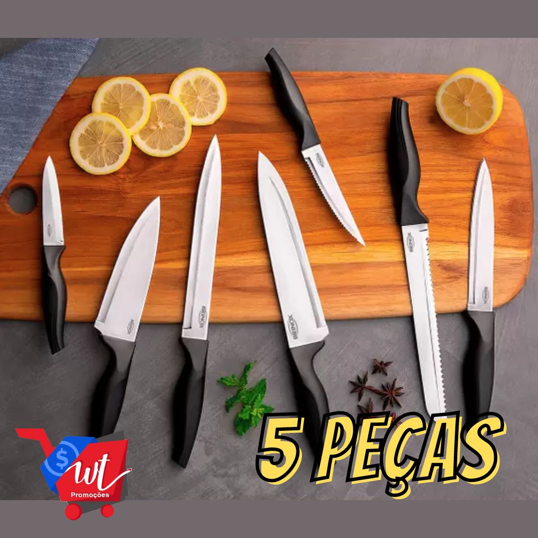 Jogo de Facas Brinox Inox Cross 5 Peças