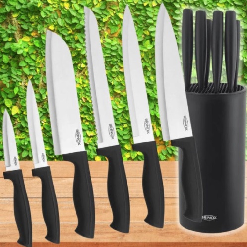 Jogo de Facas Brinox Inox com Cepo 2558/400 – 7 Peças