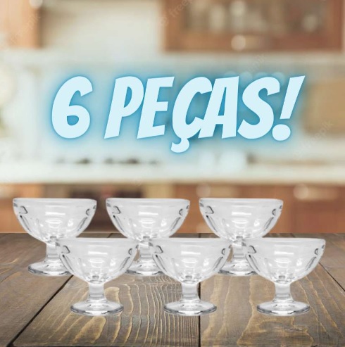 Jogo de Taças de Sobremesa de Vidro 160ml – 6 Peças Haus Concept Gelato